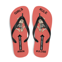 GIRLS RULE flip flops with CRUSHED TINY MAN underfoot salmon fabric NEW (2020-05-10)
