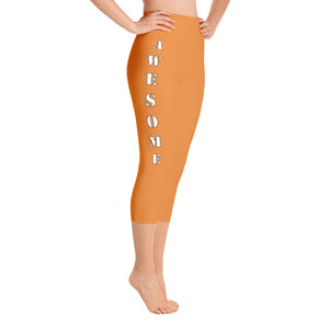 Our best viral leggings orange awesome goddess white letters