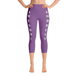 Our best viral leggings purple awesome goddess white letters