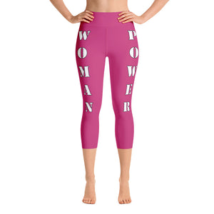 Our best viral leggings magenta woman power white letters