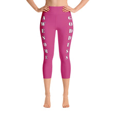 Our best viral leggings magenta awesome goddess white letters