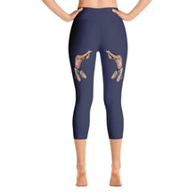 Our best viral yoga capri leggings with woman power - Midnight Blue Color with White Letters