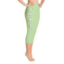 Our best viral leggings pale green woman power white letters