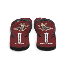 GIRLS RULE flip flops with CRUSHED TINY MAN underfoot burgundy fabric NEW (2020-05-10)