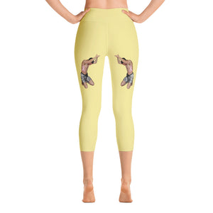 Our best viral leggings pale yellow awesome goddess white letters