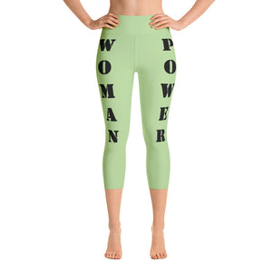 Our best viral leggings pale green woman power black letters