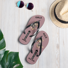 GIRLS RULE flip flops with CRUSHED TINY MAN underfoot dusty rose fabric NEW (2020-05-10)
