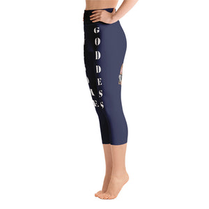 Our best viral leggings midnight blue awesome goddess white letters