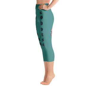 Our best viral leggings teal awesome goddess black letters