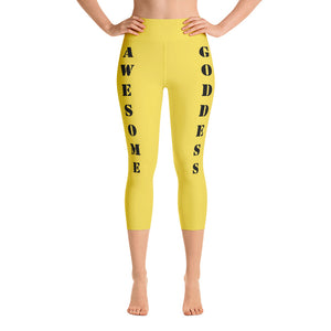 Our best viral leggings yellow awesome goddess black letters