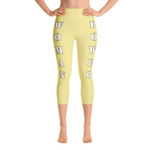 Our best viral leggings pale yellow woman power white letters