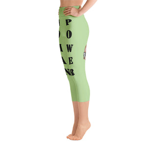 Our best viral leggings pale green woman power black letters