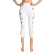 Our best viral yoga capri leggings with woman power - White Color with White Letters
