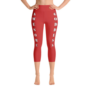 Our best viral leggings red awesome goddess white letters