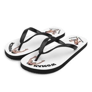 Woman Power Fabric Top Flip Flop Sandal Has Men Bow To Your Toes White Color with Black Letters (NEW 2023-04)