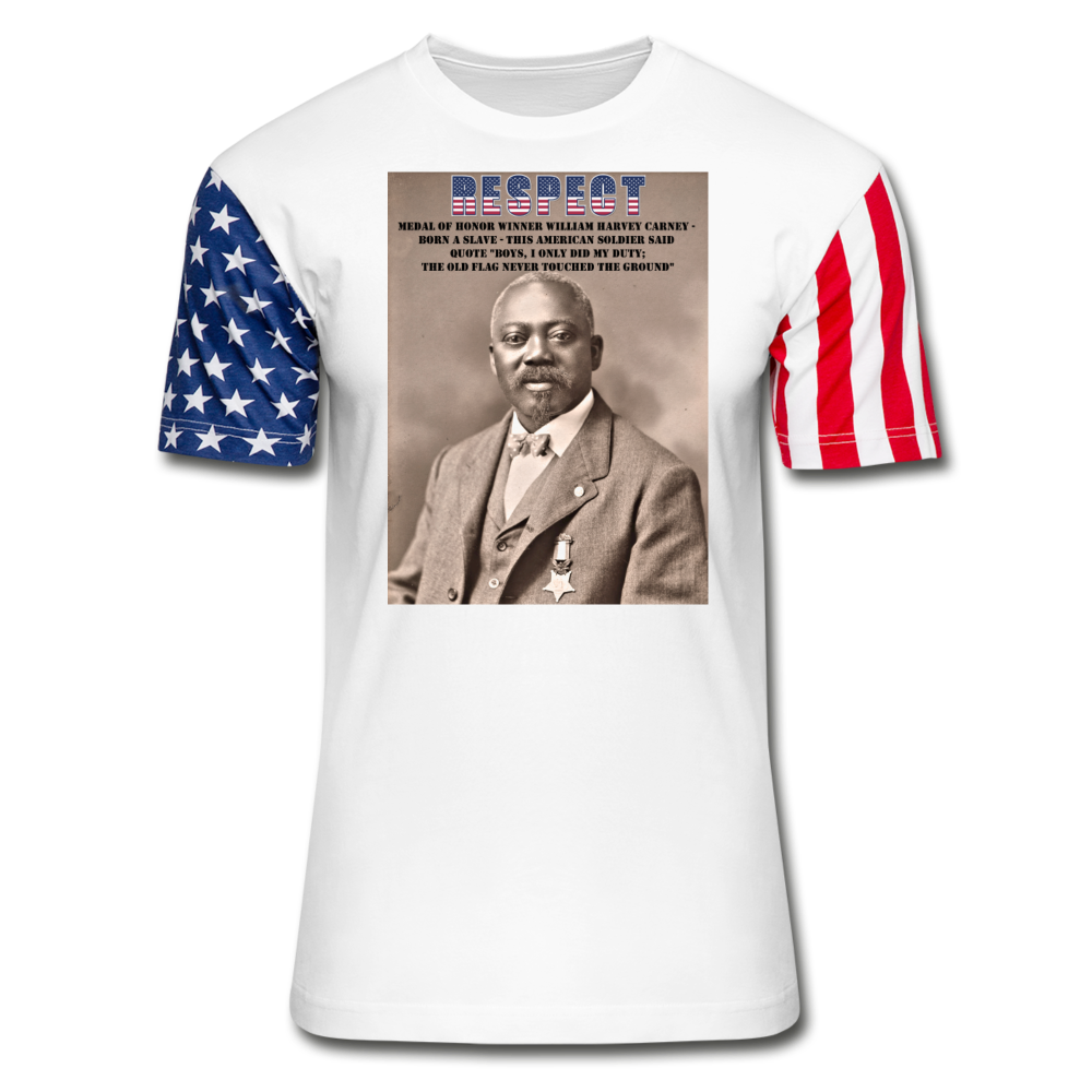 RESPECT THE FLAG SHIRT Black American Soldier Medal of Honor Winner - white