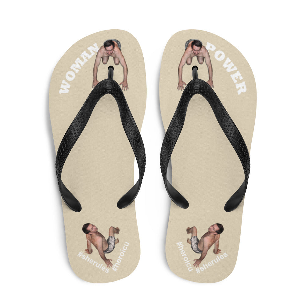 top-best-woman-power-flip-flops-tiny-man-bows-down-beige-white-letters