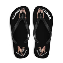 top-best-woman-power-flip-flops-tiny-man-bows-down-black-white-letters