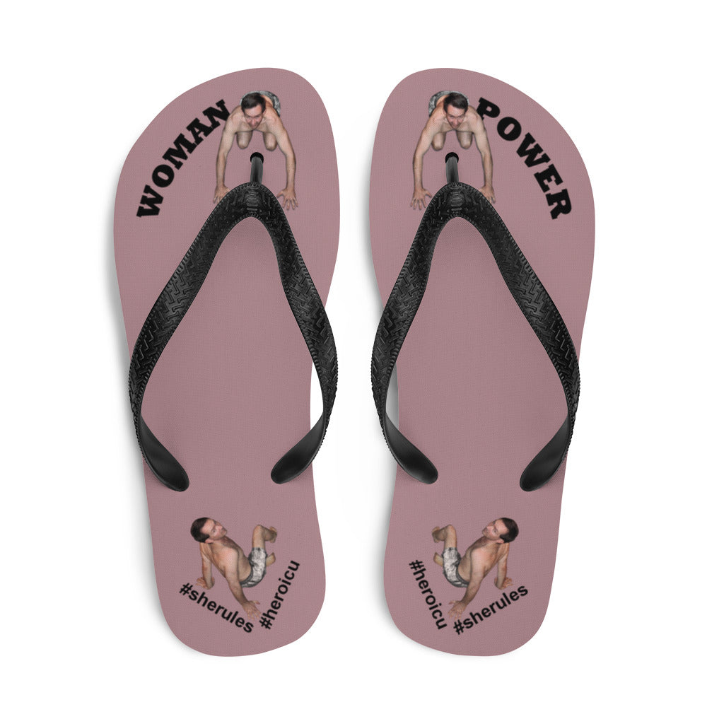 top-best-woman-power-flip-flops-tiny-man-bows-down-dusty-rose-black-letters