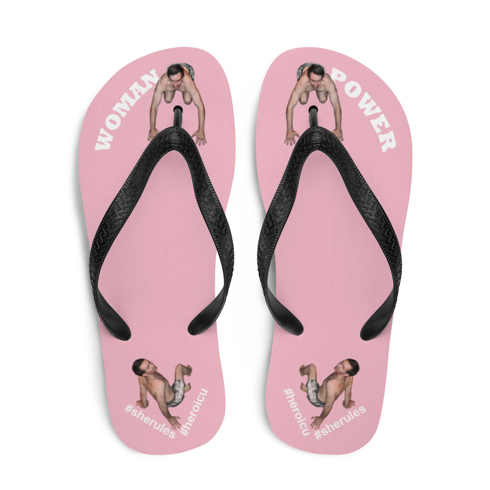 top-best-woman-power-flip-flops-tiny-man-bows-down-pale-pink-white-letters